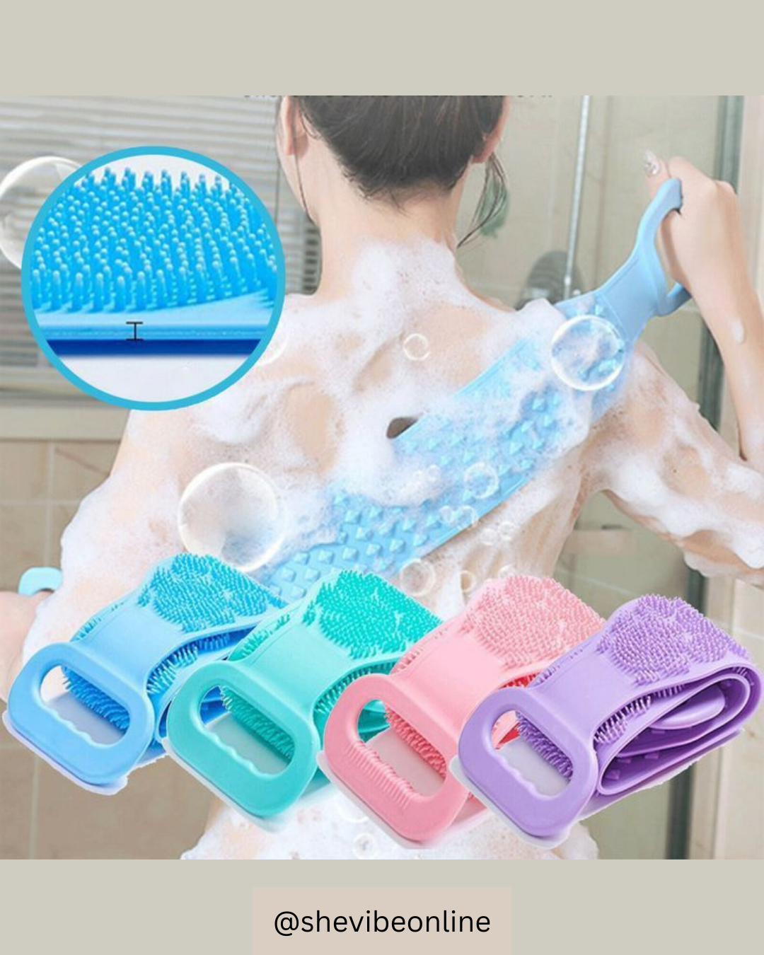 Silicone Shower Scrubber Belt – Exfoliating & Massage Bath Tool