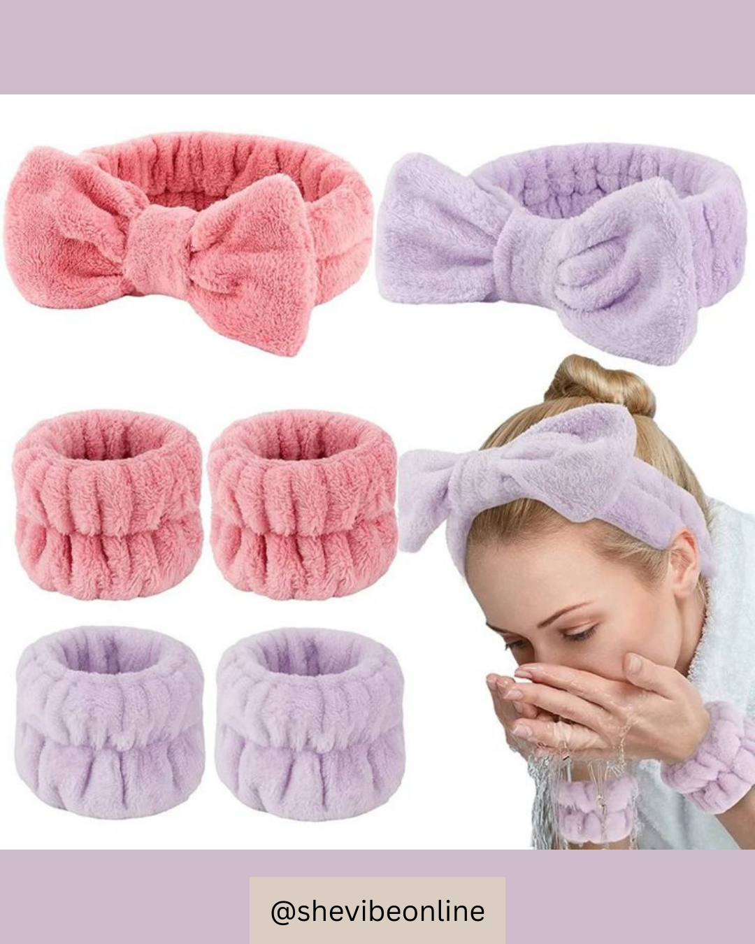Skincare Headband & Wristband Set – Spa & Makeup Accessories