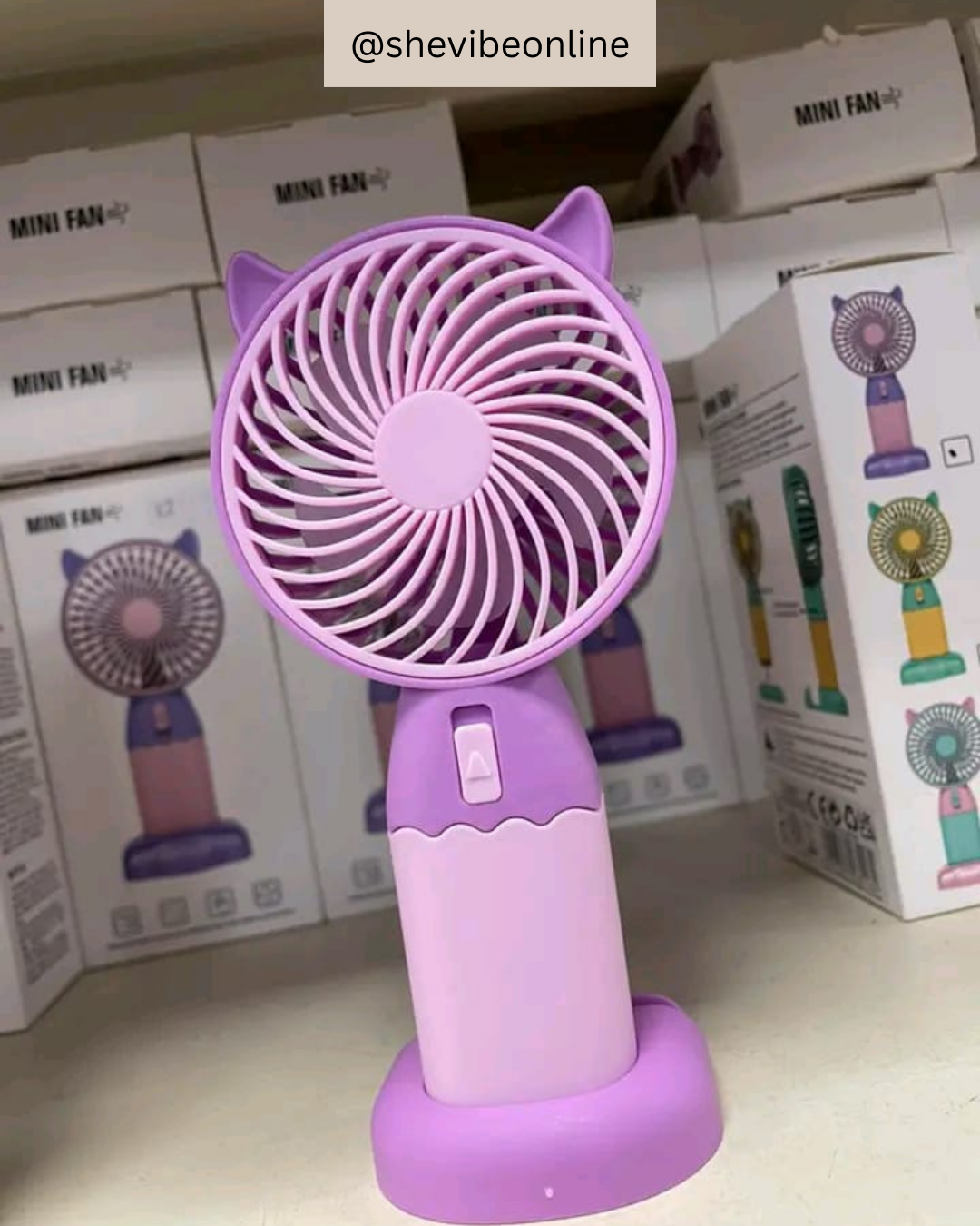 Mini Portable Makeup Hand Fan Rechargeable With Mobile Stand