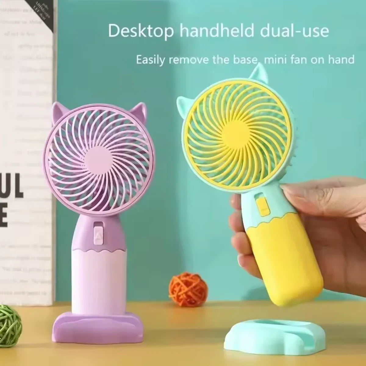 Mini Portable Makeup Hand Fan Rechargeable With Mobile Stand