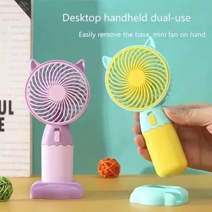 Mini Portable Makeup Hand Fan Rechargeable With Mobile Stand