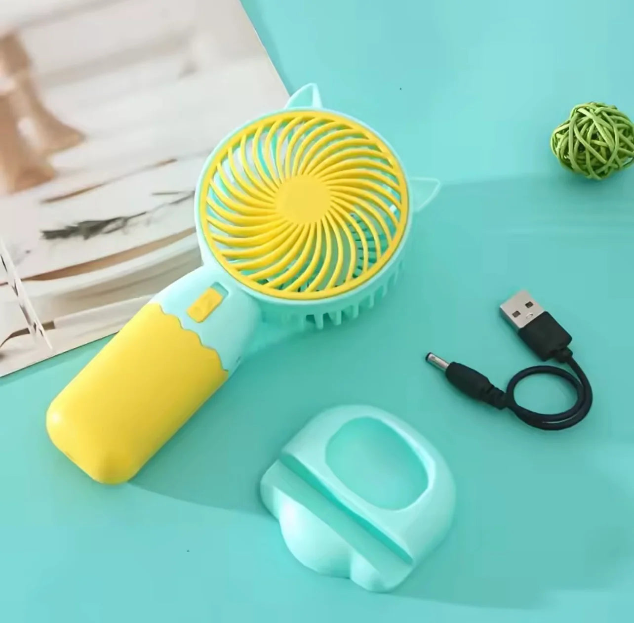 Mini Portable Makeup Hand Fan Rechargeable With Mobile Stand